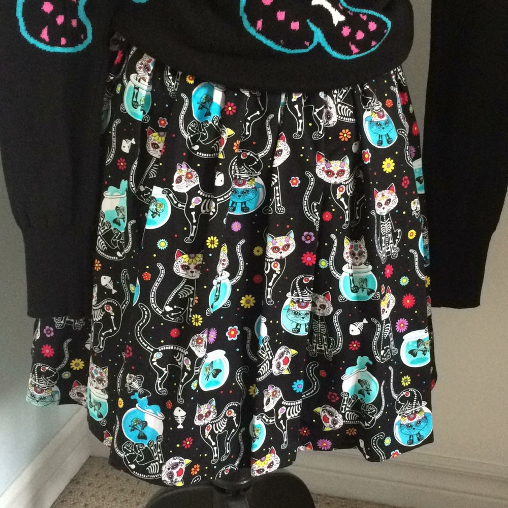 💖Skeleton kitty skirt